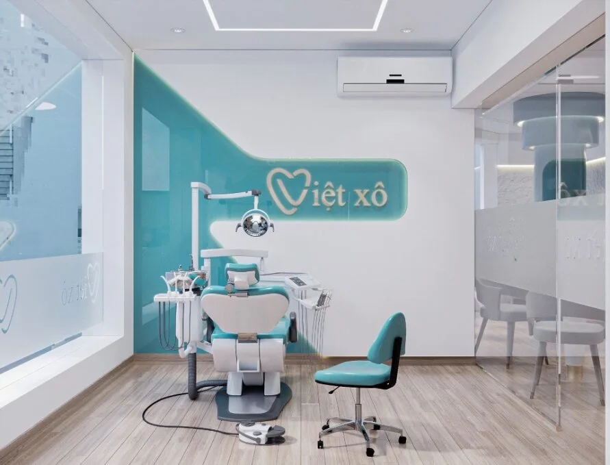 Khu vực lễ tân phòng khám nha khoa Việt Xô Hà Nội chuyên nghiệp, hiện đại